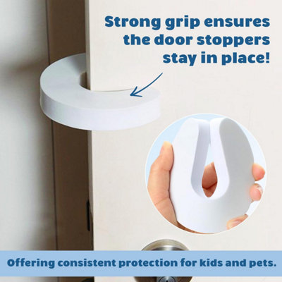 Door Stoppers for Kids 6 Pack Finger Guards White Foam Stopper for Baby & Pet Safety - 3