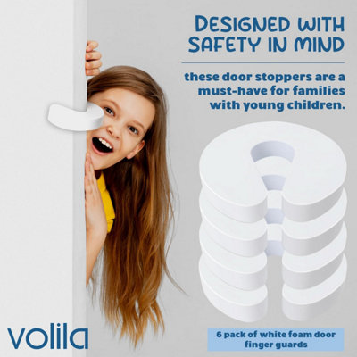Door Stoppers for Kids 6 Pack Finger Guards White Foam Stopper for Baby & Pet Safety - 4