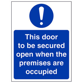 Door To Be Secured When Prem. Occupied Sign - Rigid Plastic - 150x200mm (x3)