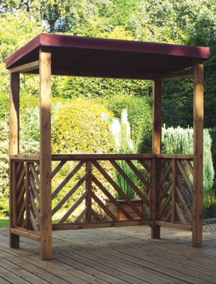 Dorchester BBQ Shelter (Burgundy Roof Cover) - W170 x D100 x H196 - Fully Assembled - Burgundy