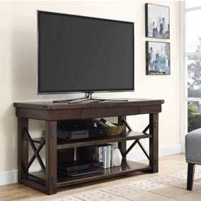 Dorel Espresso Wildwood TV Stand Wooden Veneer Table Furniture Shelves Up To 50"