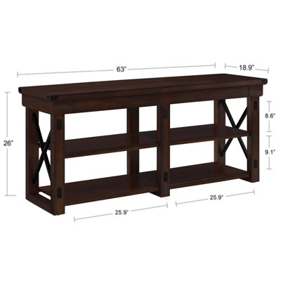 Dorel Espresso Wildwood TV Stand Wooden Veneer Table Furniture Shelves Up To 65"
