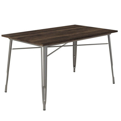 Dorel Fusion Rectangular Rustic Industrial Dining Table Antique Gun Metal Wooden