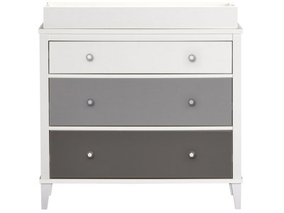 Dorel Home Poppy 3 Drawer Dresser with Changer White/Grey