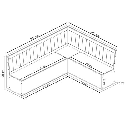 Dorel Home Sara Kitchen corner Bench L in Grey Wax