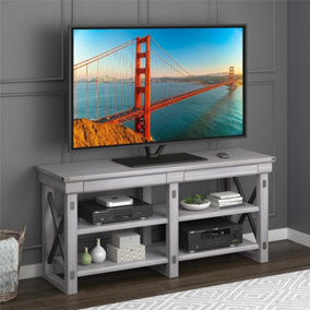 Dorel Rustic White Wildwood TV Stand Veneer Table Furniture Shelves Up To 65"