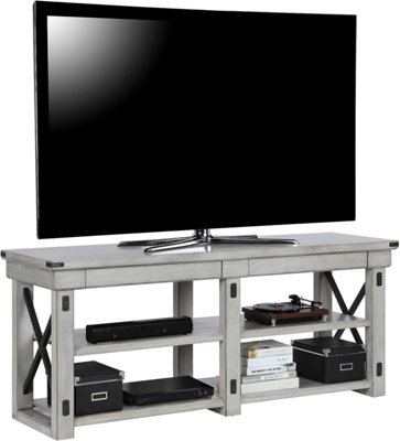 Dorel Rustic White Wildwood TV Stand Veneer Table Furniture Shelves Up To 65"