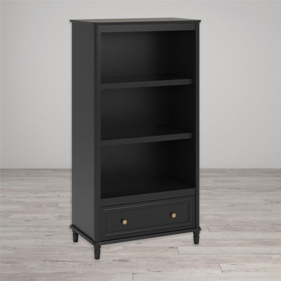 Dorel Wooden Piper Bookcase Display Unit Stand with Storage Shelves Drawer Black