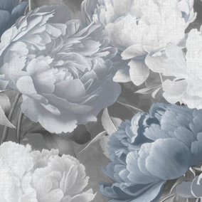 Doretta Floral Textured Vinyl Wallpaper Blue Muriva 213302