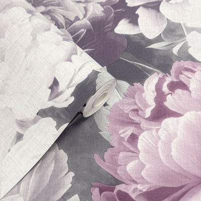 Doretta Floral Textured Vinyl Wallpaper Pink Muriva 213301
