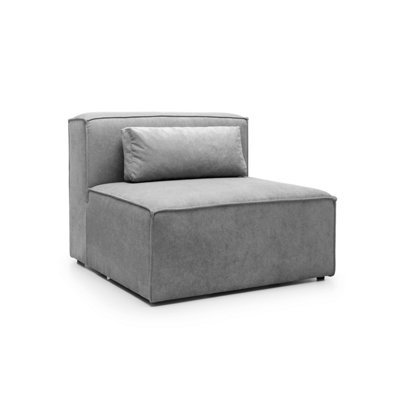 Doris Armless Chair Module in Light Grey Cord Chenille
