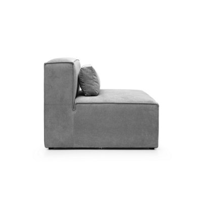 Doris Armless Chair Module in Light Grey Cord Chenille