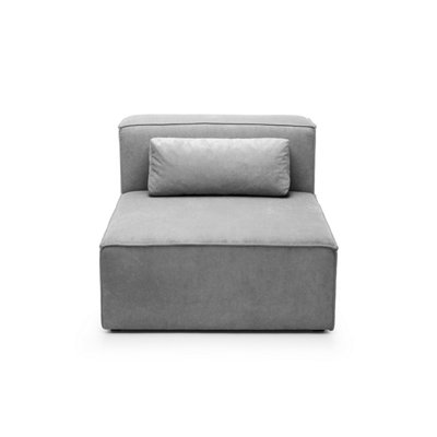 Doris Armless Chair Module in Light Grey Cord Chenille