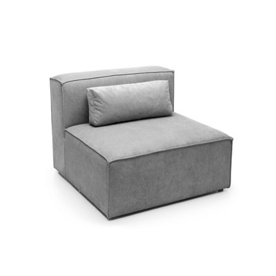Doris Armless Chair Module in Light Grey Cord Chenille