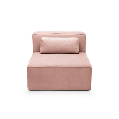 Doris Armless Chair Module in Pink Cord Chenille