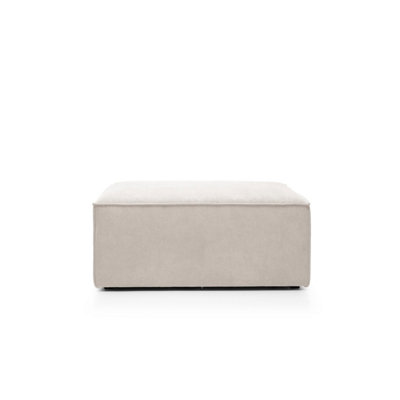 Doris Footstool in White Cord Chenille