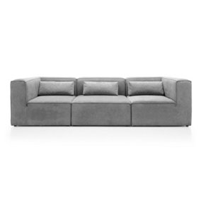 Doris Modular 4 Seater Sofa in Light Grey Cord Chenille