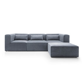 Doris Modular Corner Sofa in Dark Grey Cord Chenille