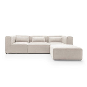 Doris Modular Corner Sofa in White Cord Chenille