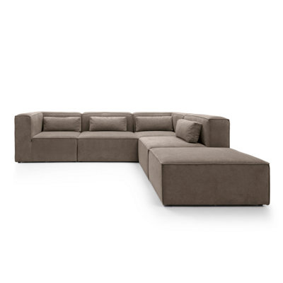 Doris Modular Extended Corner Sofa in Brown Chenille