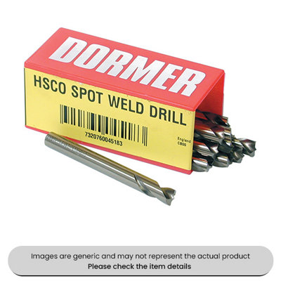 Dormer High Speed Cobalt Spot Weld Drills Stub Length 8MM Pack Qty 2