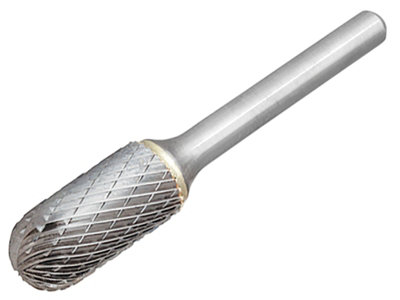 Dormer Solid Carbide Bright Rotary Burr - Ball Nosed Cylinder 8mm Diameter, 6mm Shank, 64mm Overall Length