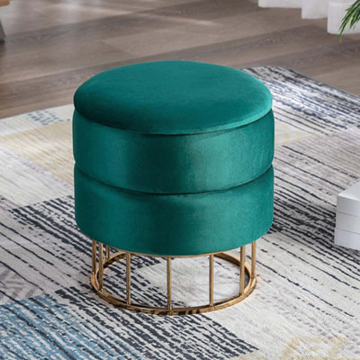 Dorothea Modern Round Velvet Storage Pouffe Ottoman Footstool Vanity ...