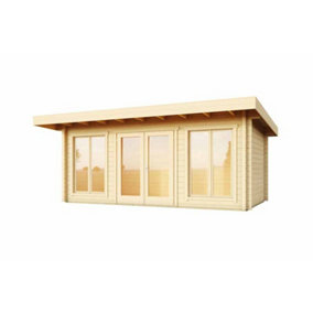 Dorset 73-Log Cabin, Wooden Garden Room, Timber Summerhouse, Home Office - L480 x W250 x H238.95 cm