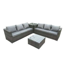 Dorset Grey Outdoor Rattan Garden Furniture Corner Sofa Set With Coffee Table