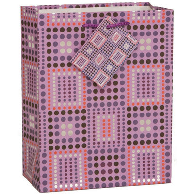 Dotted Foil Gift Bag Lavender (23cm x 18cm)