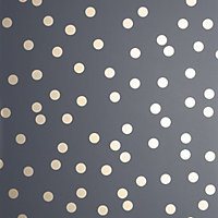 Dotty Polka Dot Wallpaper Charcoal / Rose Gold Arthouse 685001