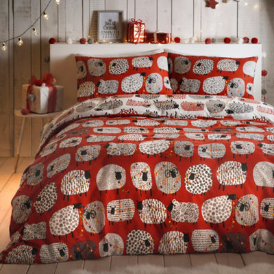 Dotty Sheep Christmas Easy Care Reversible Duvet Cover Set