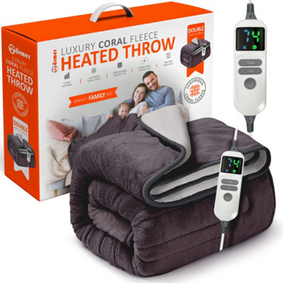 Double 200 X 180cm Electric Heated Throw Blanket Digital Controller Timer,  9 Heat Setting, Auto Shutoff 120W | DIY at Bu0026Q