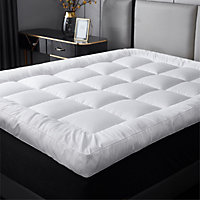 Double 4 Inch Thick Super Soft Mattress Topper, Hypoallergenic, Comfy, Deep Fill - Machine Washable