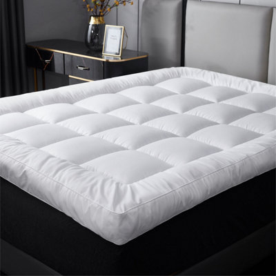 10cm/4inch Deep Microfiber Mattress Topper Hotel Quality Thick Padded  Mattress Protector All UK Bed Size 