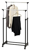 Double Adjustable Coat Garment Hanging Rail Rack