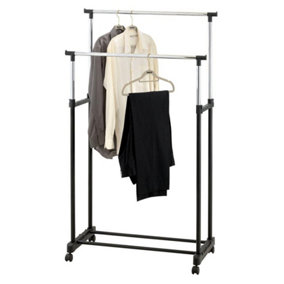 Double Adjustable Coat Garment Hanging Rail Rack