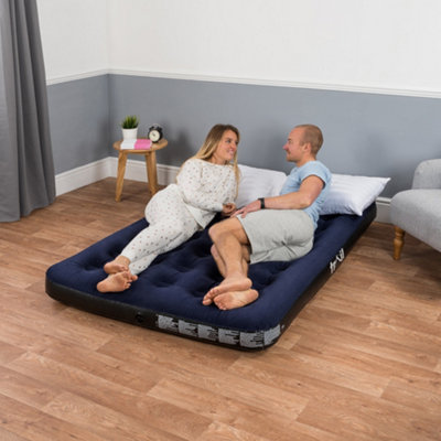Double Air Bed Inflatable Airbed Flocked Guest Camping Mattress Comfort ...