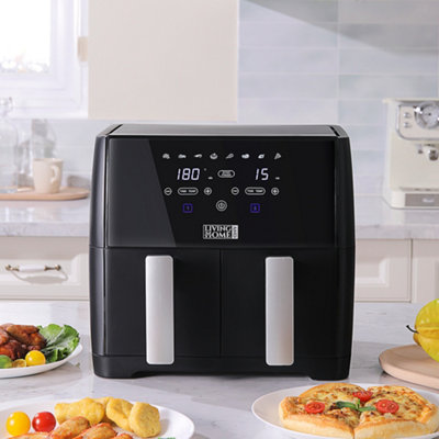 Double Basket Dual Large 8L 1700W Touch Screen Air Fryer with Timer,Non-Stick Removable Basket