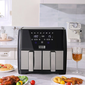 Double Basket Dual Large 8L 1700W Touch Screen Air Fryer with Timer,Non-Stick Removable Basket
