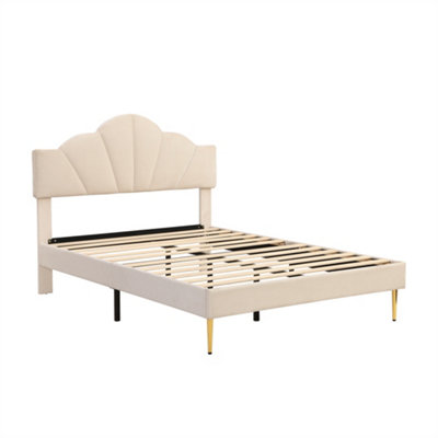 Double Bed-4ft6, Shell-like Bed with Golden Iron Legs, Height ...