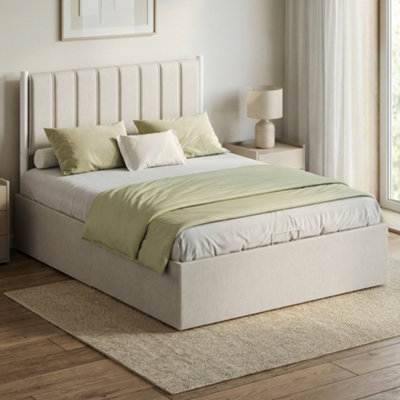 Double Bed Frame, 135 x 190 cm, Ottoman Bed with Lift-Up Storage