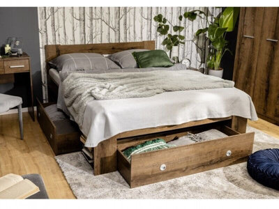 Double bed deals dark wood