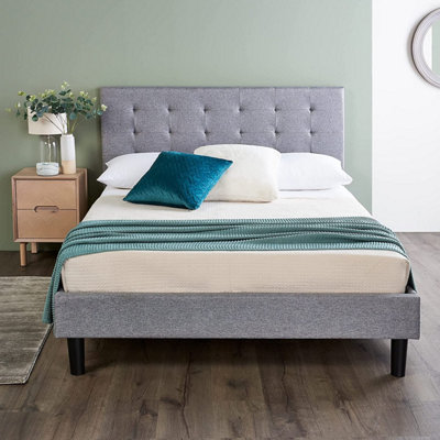 Tufted grey deals bed frame