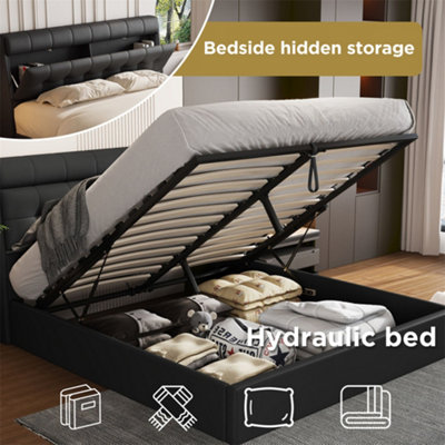 Double Bed,Hydraulic Bed,Concealed Headboard Storage,Bed Box