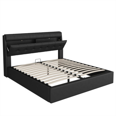 Double Bed,Hydraulic Bed,Concealed Headboard Storage,Bed Box