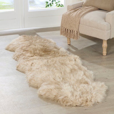 Double Beige Sheepskin Rug XXXL