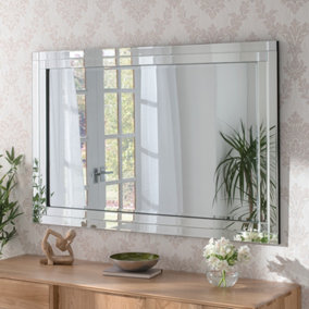 Double Bevelled Wall Mirror 53x43cm