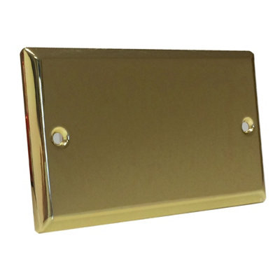 Double Blanking Plate Victoria Brass 2 Gang Blank Bright Brass Electrical Cover