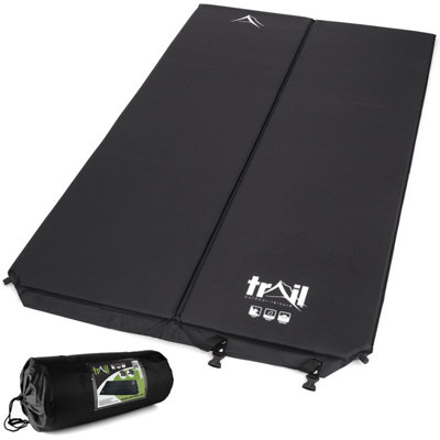 Double Camping Mat Self Inflating Inflatable Camp Roll Mattress With Bag Black Trail DIY at B Q